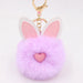 Wholesale Alloy Imitation Rex Rabbit Fur PU Leather Rabbit Ear Hair Ball Pom Pom Keychain JDC-KC-Zuge011 Keychains 祖格 purple / Wholesale Jewelry JoyasDeChina Joyas De China