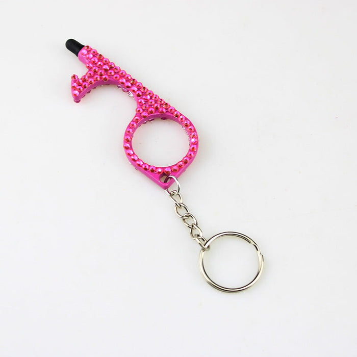 Wholesale Alloy Multifunctional Double-sided Diamond Door Opener Keychain JDC-KC-TouMS032 Keychains JoyasDeChina Rose red Wholesale Jewelry JoyasDeChina Joyas De China