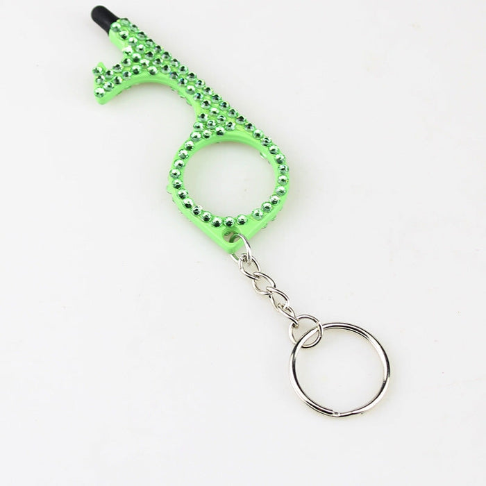 Wholesale Alloy Multifunctional Double-sided Diamond Door Opener Keychain JDC-KC-TouMS032 Keychains JoyasDeChina yellow-green Wholesale Jewelry JoyasDeChina Joyas De China