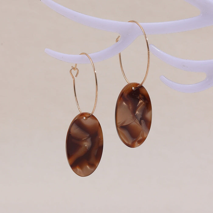 Wholesale Alloy Oval Acetate Earrings JDC-ES-Ruol009 Earrings 若龙 Coffee a11-1-2-6 Wholesale Jewelry JoyasDeChina Joyas De China