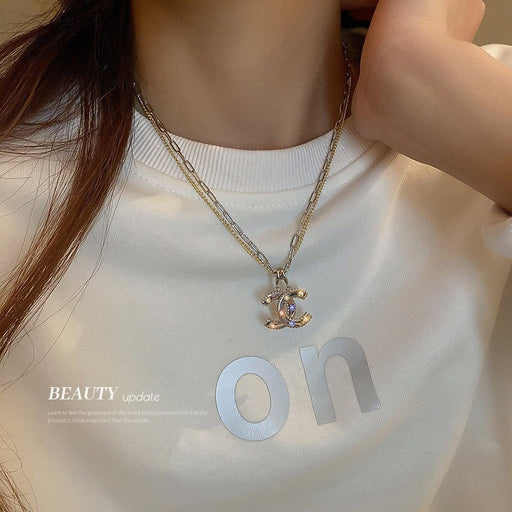 Wholesale alloy Post Alphabet Rhinestone Necklace (F)JDC-NE-Fengm007 necklaces 丰美 Wholesale Jewelry JoyasDeChina Joyas De China