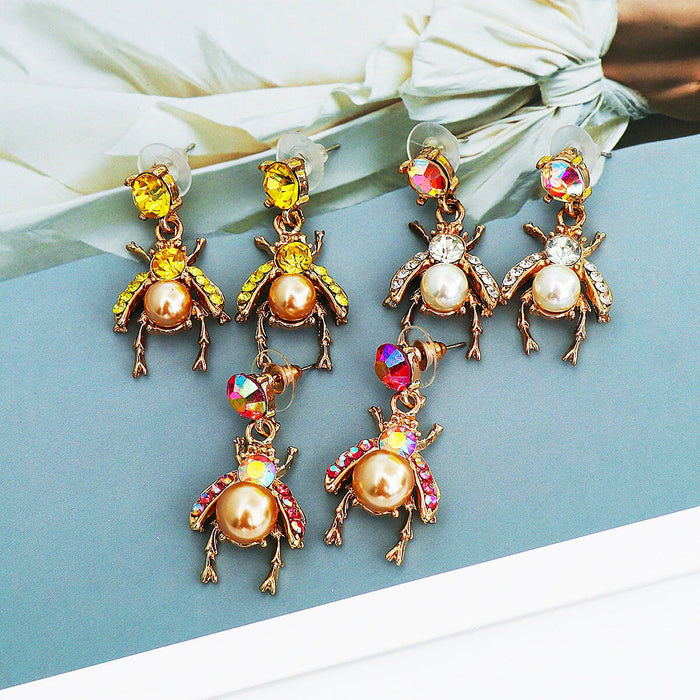 Wholesale Alloy Rhinestone Bee Insect Earrings JDC-ES-JJ353 Earrings 聚嘉 Wholesale Jewelry JoyasDeChina Joyas De China