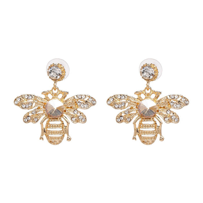 Wholesale Alloy Rhinestone Bee Insect Earrings JDC-ES-JJ361 Earrings 聚嘉 gold Wholesale Jewelry JoyasDeChina Joyas De China
