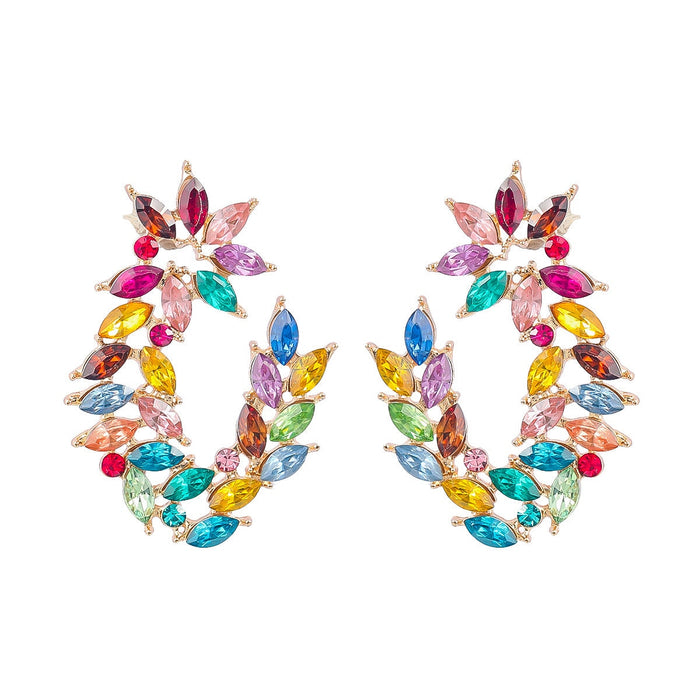 Wholesale alloy rhinestone floral earrings JDC-ES-JL914 Earrings 氿乐 colored Wholesale Jewelry JoyasDeChina Joyas De China