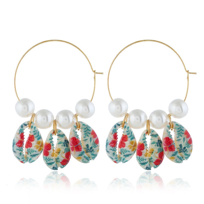 Wholesale Alloy Shell Pearl Earrings JDC-ES-Duoh009 Earrings 朵涵 Wholesale Jewelry JoyasDeChina Joyas De China