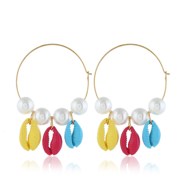 Wholesale Alloy Shell Pearl Earrings JDC-ES-Duoh009 Earrings 朵涵 color Wholesale Jewelry JoyasDeChina Joyas De China