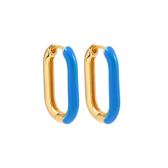 Wholesale Alloy U Shape Earrings JDC-ES-Ruol003 Earrings 若龙 Blue A20-1-1-3 Wholesale Jewelry JoyasDeChina Joyas De China