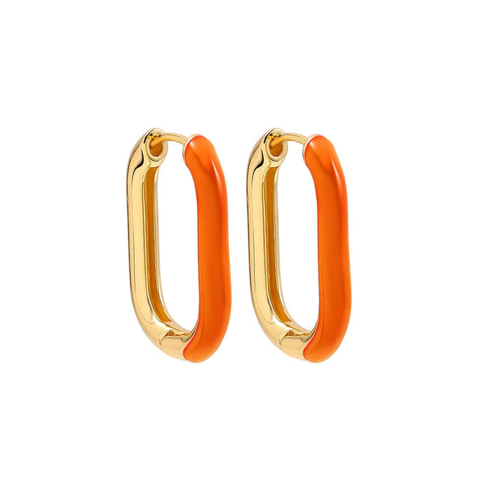 Wholesale Alloy U Shape Earrings JDC-ES-Ruol003 Earrings 若龙 Orange a20-1-1-2 Wholesale Jewelry JoyasDeChina Joyas De China