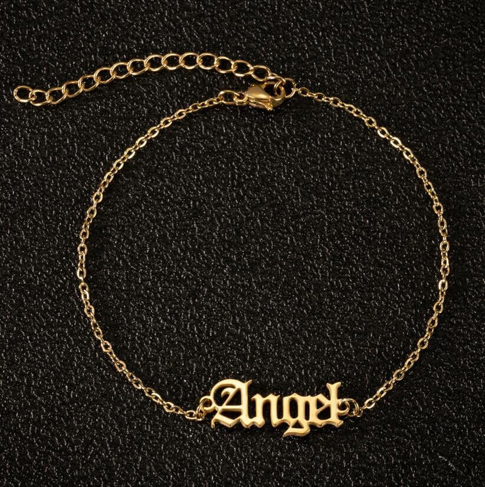 Wholesale Angel Stainless Steel Anklet JDC-AS-Shuangs003 Anklet 双硕 gold Wholesale Jewelry JoyasDeChina Joyas De China