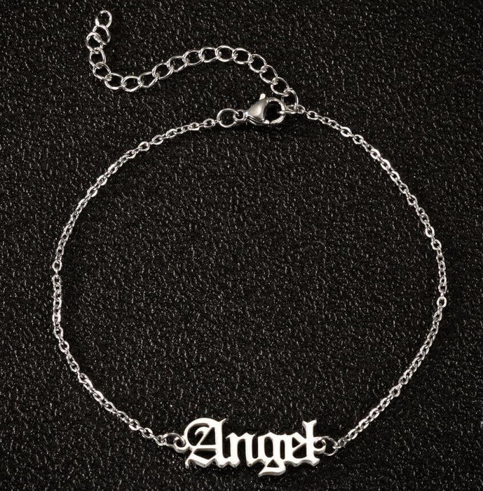 Wholesale Angel Stainless Steel Anklet JDC-AS-Shuangs003 Anklet 双硕 steel color Wholesale Jewelry JoyasDeChina Joyas De China