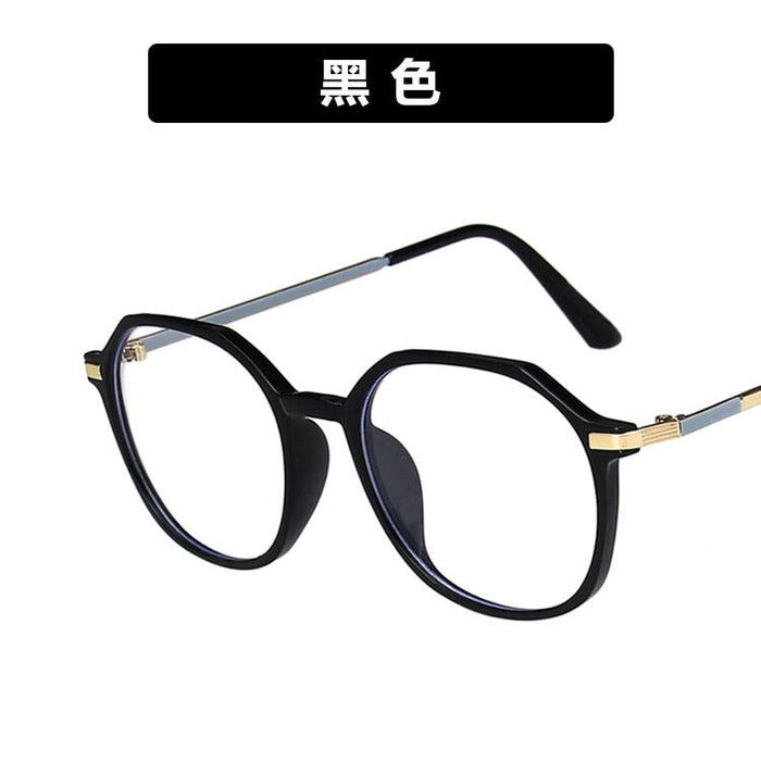 Wholesale anti blue light irregular round frame metal glasses JDC-SG-PLS011 Sunglasses 普琳丝 black / Wholesale Jewelry JoyasDeChina Joyas De China