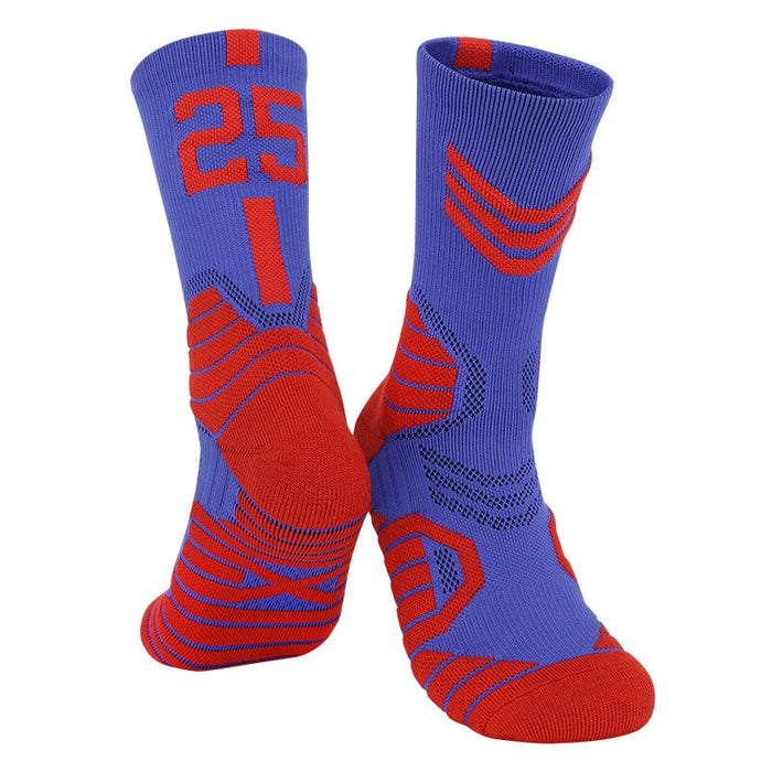 Wholesale Basketball Socks Polyester High Elastic Silk Long Mid Tube Sports Socks JDC-SK-LingTu008 Sock 领途 blue red No.25 39-44 Wholesale Jewelry JoyasDeChina Joyas De China