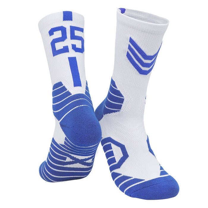 Wholesale Basketball Socks Polyester High Elastic Silk Long Mid Tube Sports Socks JDC-SK-LingTu008 Sock 领途 blue white No.25 39-44 Wholesale Jewelry JoyasDeChina Joyas De China