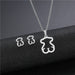 Wholesale Bear Silver Stainless Steel Necklace Stud Earrings Set JDC-ES-MINGM002 Earrings 敏萌 TZ228 Wholesale Jewelry JoyasDeChina Joyas De China