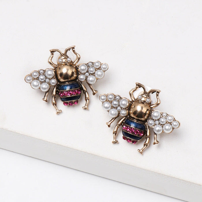 Wholesale Bee Alloy Pearl Earrings JDC-ES-JJ351 Earrings 聚嘉 Wholesale Jewelry JoyasDeChina Joyas De China