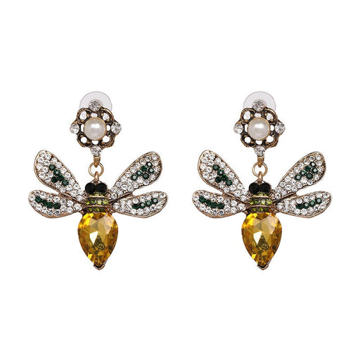 Wholesale Bee Metal Rhinestone Earrings JDC-ES-JJ354 Earrings 聚嘉 yellow Wholesale Jewelry JoyasDeChina Joyas De China
