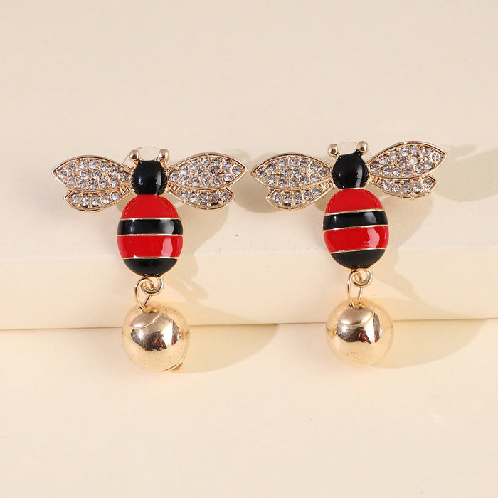 Wholesale Bee Pearl Alloy Rhinestone Earrings JDC-ES-JJ358 Earrings 聚嘉 Wholesale Jewelry JoyasDeChina Joyas De China