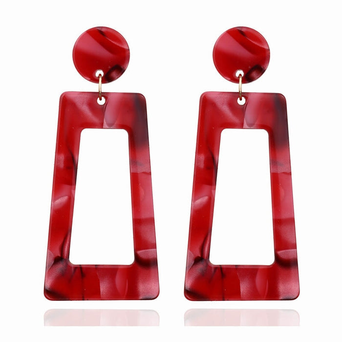 Wholesale Black and White Trapezoid Acrylic Earrings JDC-ES-SF302 Earrings 少峰 Trapezoidal red Wholesale Jewelry JoyasDeChina Joyas De China