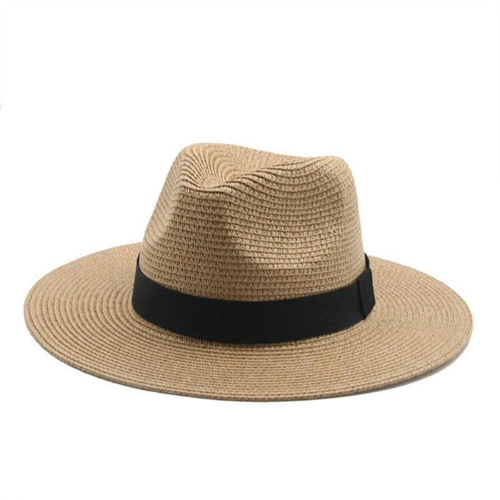 Wholesale Black Belt Outdoor Beach Straw Hat JDC-FH-Guanchuan003 Fashionhat 冠川 2 M(56-58cm) Wholesale Jewelry JoyasDeChina Joyas De China