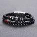Wholesale Black Onyx Leather Stainless Steel Magnet Clasp Bracelet JDC-BT-Pfei004 Bracelet 璞菲 Wholesale Jewelry JoyasDeChina Joyas De China
