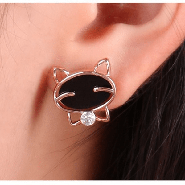 Wholesale Black Smiley Cat Alloy Earrings JDC-ES-Fangong003 Earrings 巩凡 Wholesale Jewelry JoyasDeChina Joyas De China