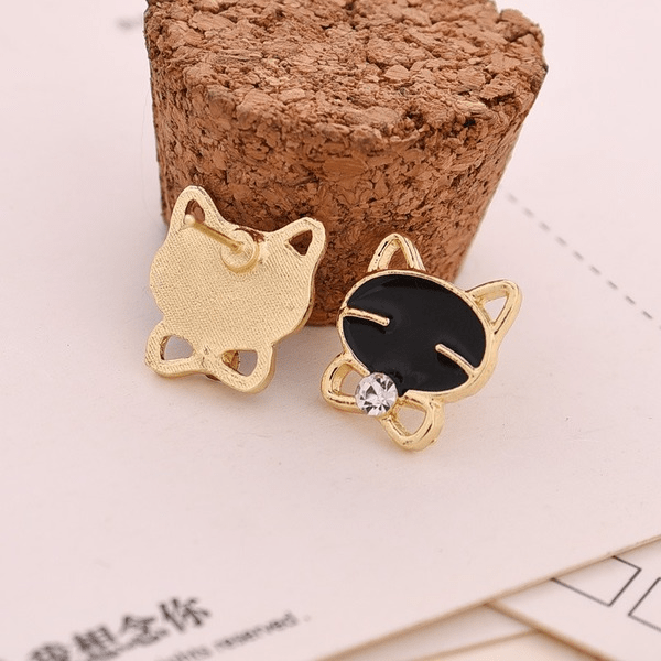 Wholesale Black Smiley Cat Alloy Earrings JDC-ES-Fangong003 Earrings 巩凡 main color / Wholesale Jewelry JoyasDeChina Joyas De China