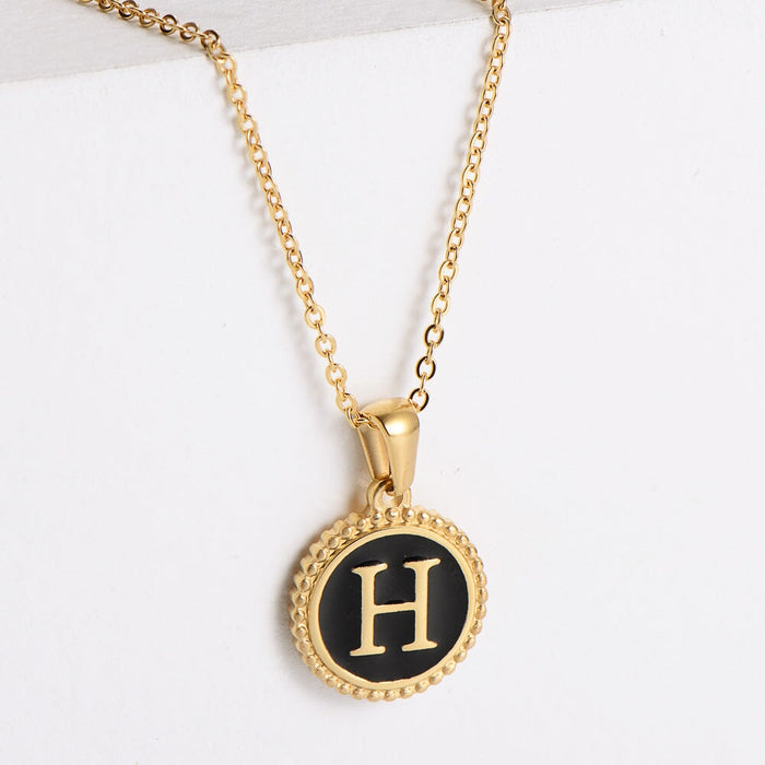 Wholesale black stainless steel gold-plated letter necklace JDC-NE-Aimi014 Necklaces 爱米萝 Wholesale Jewelry JoyasDeChina Joyas De China