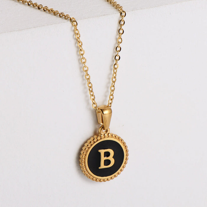 Wholesale black stainless steel gold-plated letter necklace JDC-NE-Aimi014 Necklaces 爱米萝 B Wholesale Jewelry JoyasDeChina Joyas De China