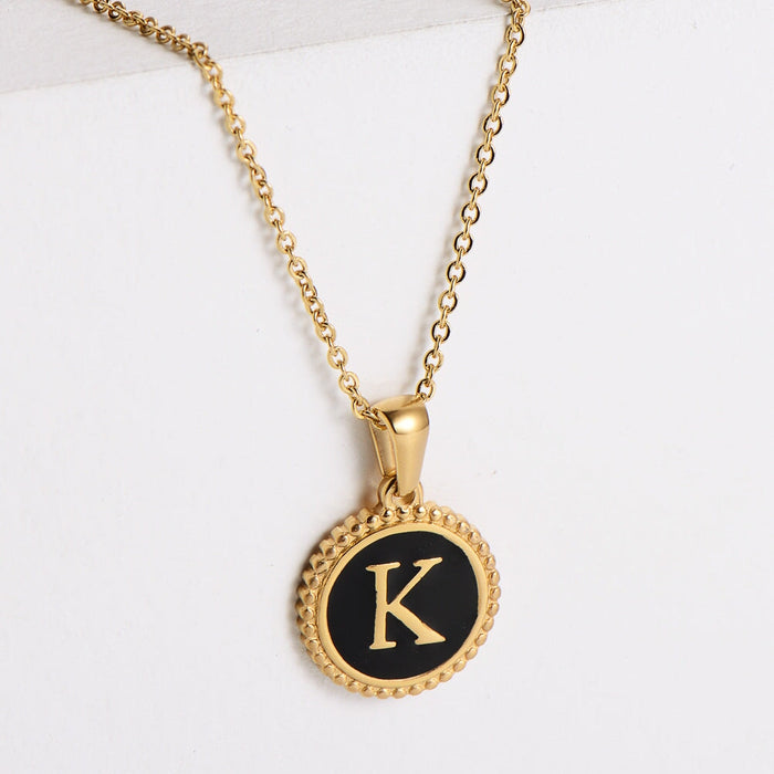 Wholesale black stainless steel gold-plated letter necklace JDC-NE-Aimi014 Necklaces 爱米萝 K Wholesale Jewelry JoyasDeChina Joyas De China