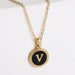 Wholesale black stainless steel gold-plated letter necklace JDC-NE-Aimi014 Necklaces 爱米萝 V Wholesale Jewelry JoyasDeChina Joyas De China