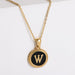 Wholesale black stainless steel gold-plated letter necklace JDC-NE-Aimi014 Necklaces 爱米萝 W Wholesale Jewelry JoyasDeChina Joyas De China