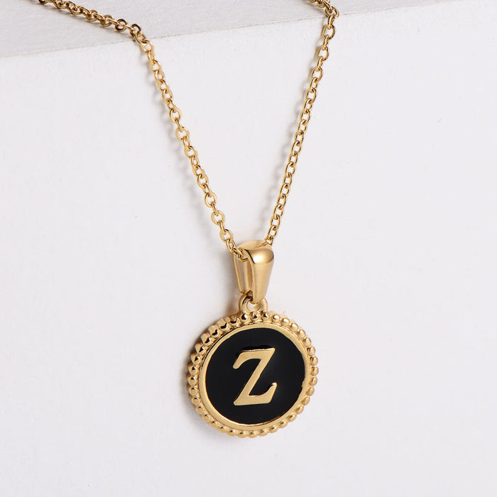 Wholesale black stainless steel gold-plated letter necklace JDC-NE-Aimi014 Necklaces 爱米萝 Z Wholesale Jewelry JoyasDeChina Joyas De China