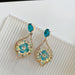 Wholesale blue copper zircon flower earrings JDC-ES-jw006 Earrings 佳伟 crystal floral blue Wholesale Jewelry JoyasDeChina Joyas De China