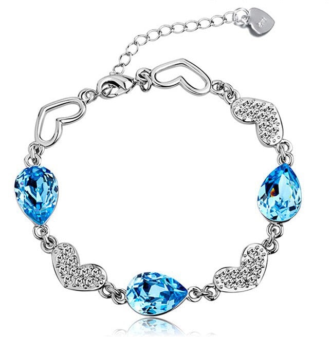 Wholesale Blue Crystal Copper Silver Plated Bracelet JDC-BT-Ffei006 Bracelet 菲菲 Wholesale Jewelry JoyasDeChina Joyas De China