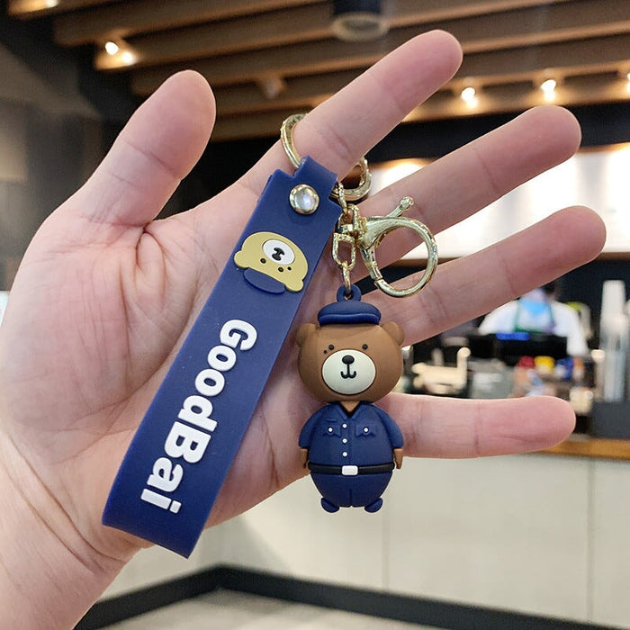 Wholesale blue pvc bear keychain JDC-KC-Aolong009 Keychains 傲龙 Little bear hand rope 5.5cm Wholesale Jewelry JoyasDeChina Joyas De China