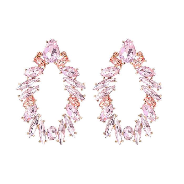 Wholesale bohemian style alloy rhinestone earrings JDC-ES-JL916 Earrings 氿乐 pink Wholesale Jewelry JoyasDeChina Joyas De China