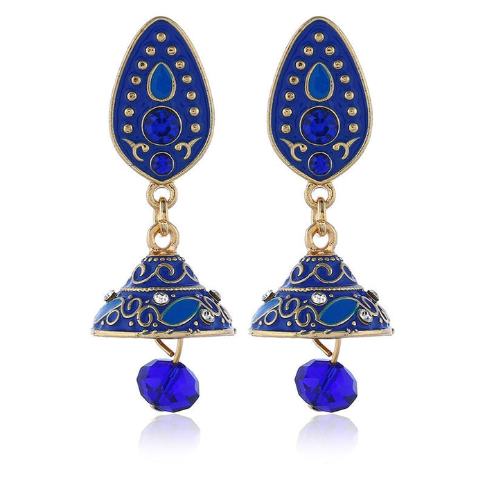 Wholesale Boho Zinc Alloy Rhinestone Earrings JDC-ES-Duoh003 Earrings 朵涵 royal blue Wholesale Jewelry JoyasDeChina Joyas De China