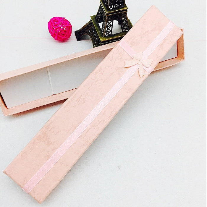 Wholesale Bow Cardboard Sponge Flannel Jewelry Box JDC-JP-Fuyong010 Jewelry packaging 福永 pink 4*20 Wholesale Jewelry JoyasDeChina Joyas De China