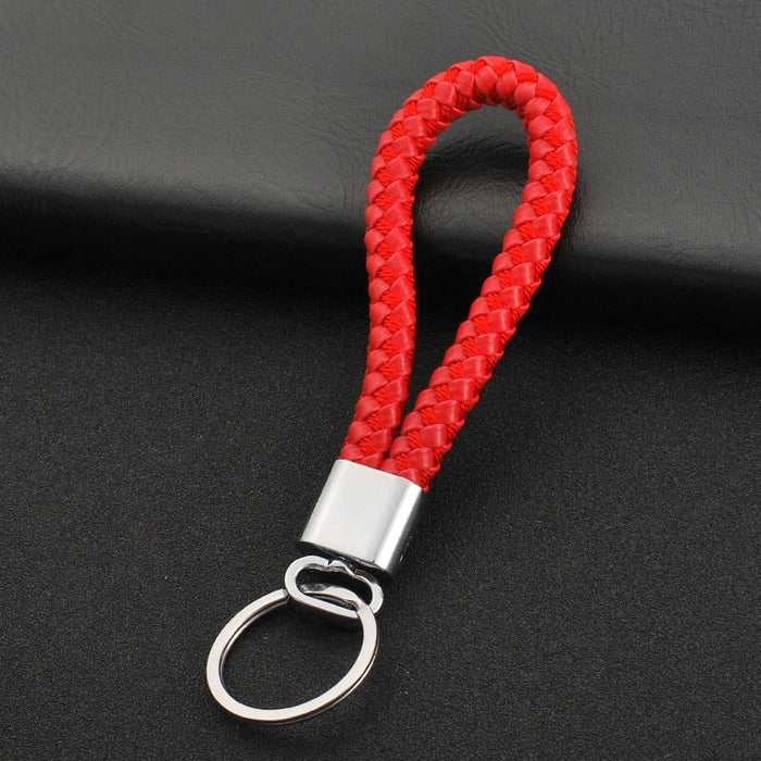 Wholesale Braided Leather Cord Car Metal Lanyard Keychain MOQ≥2 JDC-KC-XinS001 Keychains 新尚 silver circle red OPP bag Wholesale Jewelry JoyasDeChina Joyas De China