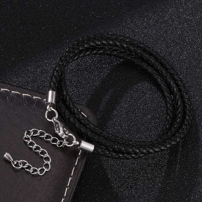 Wholesale Braided Multilayer Leather Cord Stainless Steel Couple Bracelet JDC-BT-RShen018 Bracelet 日盛 Wholesale Jewelry JoyasDeChina Joyas De China