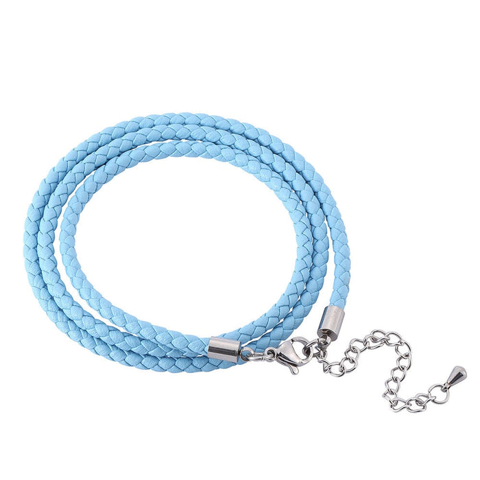 Wholesale Braided Multilayer Leather Cord Stainless Steel Couple Bracelet JDC-BT-RShen018 Bracelet 日盛 blue160MM-175MM Wholesale Jewelry JoyasDeChina Joyas De China