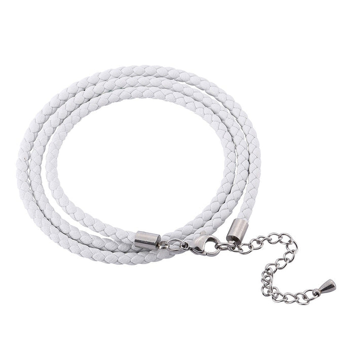 Wholesale Braided Multilayer Leather Cord Stainless Steel Couple Bracelet JDC-BT-RShen018 Bracelet 日盛 white 160MM-175MM Wholesale Jewelry JoyasDeChina Joyas De China