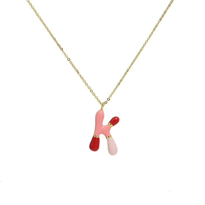 Wholesale brass epoxy capsule bubble balloon 26 English letters necklace colorful pink necklace Pendant JoyasDeChina Necklace K Wholesale Jewelry JoyasDeChina Joyas De China
