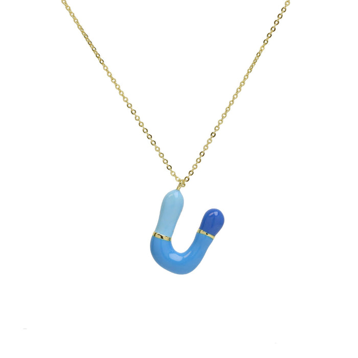 Wholesale brass epoxy capsule bubble balloon 26 English letters necklace colorful pink necklace Pendant JoyasDeChina Necklace U Wholesale Jewelry JoyasDeChina Joyas De China
