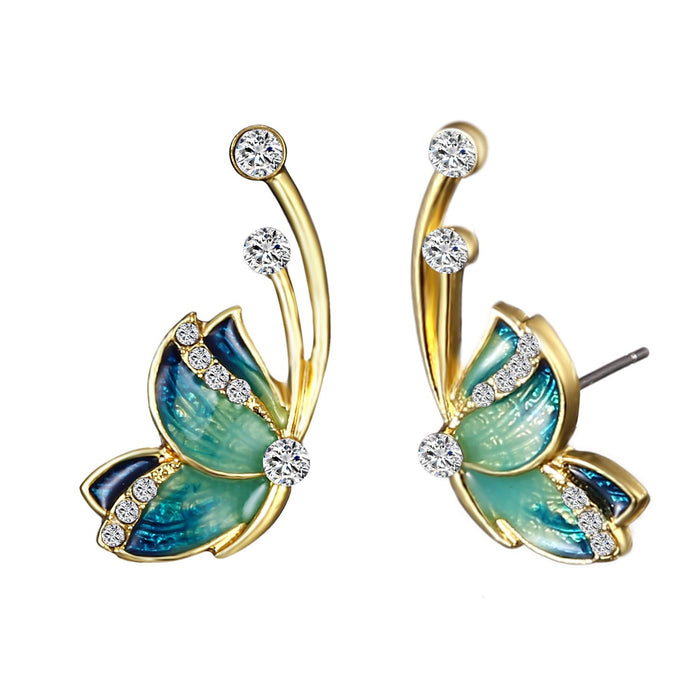Wholesale Bright Butterfly Early Spring Rhinestone Earrings JDC-ES-GM003 Earrings 冈麦 ER17Y097M2 Wholesale Jewelry JoyasDeChina Joyas De China