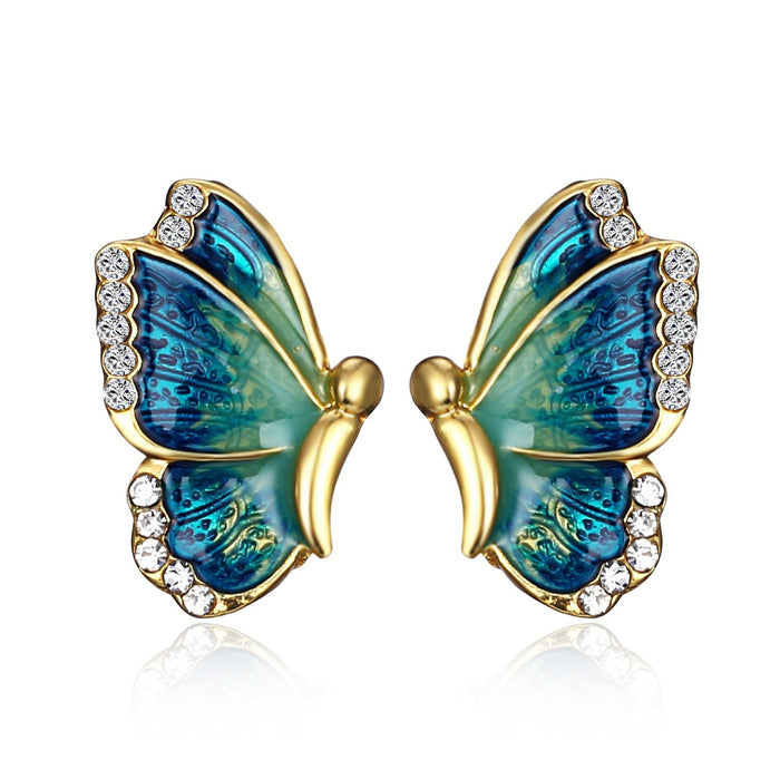 Wholesale Bright Butterfly Early Spring Rhinestone Earrings JDC-ES-GM003 Earrings 冈麦 ER17Y098M2 Wholesale Jewelry JoyasDeChina Joyas De China