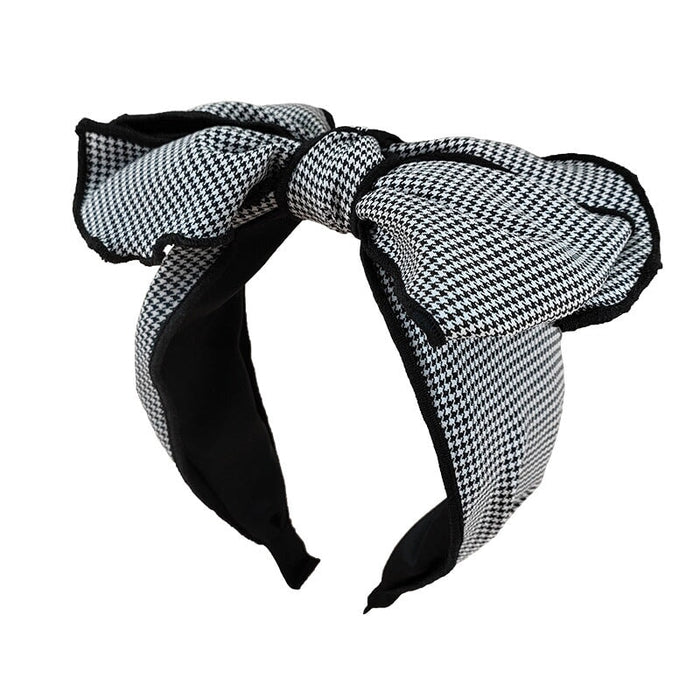 Wholesale Broad Brim Fabric Houndstooth Bow Headband JDC-HD-O380 Headband 潮炫 Wholesale Jewelry JoyasDeChina Joyas De China