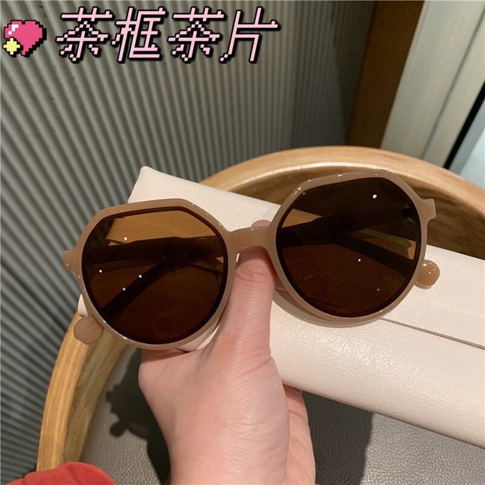 Wholesale brown fashion round frame sunglasses JDC-SG-JinF007 Sunglasses 季丰 brown Wholesale Jewelry JoyasDeChina Joyas De China