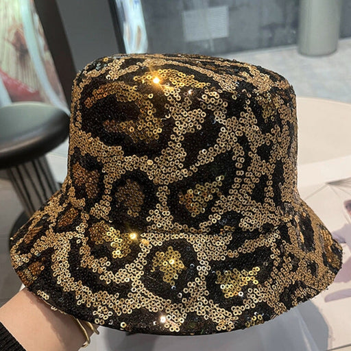 Wholesale Bucket Hat Double-sided leopard print sequined hat for women sun protection hat casual basin hat Hat JoyasDeChina Wholesale Jewelry JoyasDeChina Joyas De China