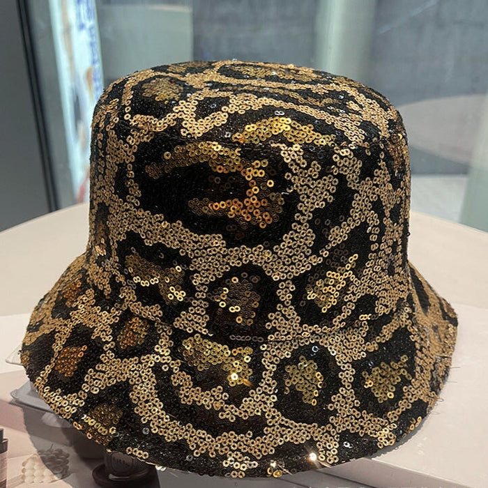 Wholesale Bucket Hat Double-sided leopard print sequined hat for women sun protection hat casual basin hat Hat JoyasDeChina Wholesale Jewelry JoyasDeChina Joyas De China